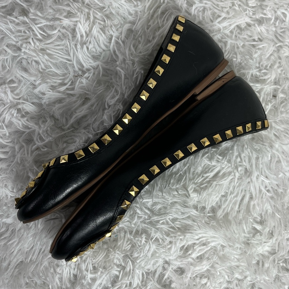 Tory Burch Black Flats Dale Gold Studs Flats - Picture 7 of 11